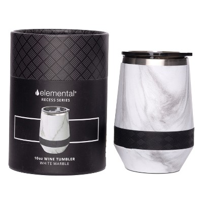 White Marble Stainless Steel Insulated Wine Tumbler 10oz