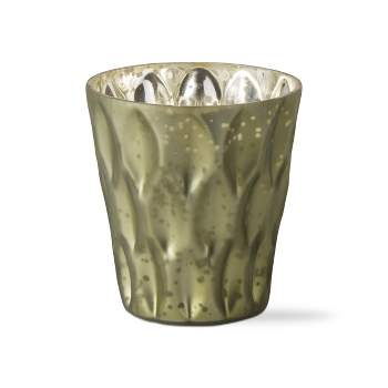 tagltd Diamond Spruce Green Glass Tealight Candle Holder, 3.75L x 3.75W x 4.0H inches