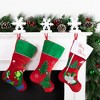 Northlight 20" Red Velveteen Sequined Christmas Tree Stocking with Green Cuff - image 2 of 4