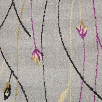 Gray Floral Power-Loomed Runner Rug with Latex Backing