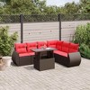 vidaXL 7 Piece Garden Sofa Set with Cushions Brown Poly Rattan - Brown without storage - 2 of 4