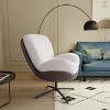 White 360° swivel office chair with imitation leather and black metal base, without wheels - 2 of 4
