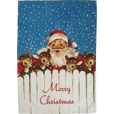 Decorative Towel 28.0" Merry Christmas Santa & Friends 100% Cotton Kitchen Retro  -  Kitchen Towel