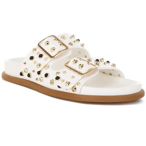 Обувь London Rag Womens Jayata Metallic Stud Embellished Sliders 7