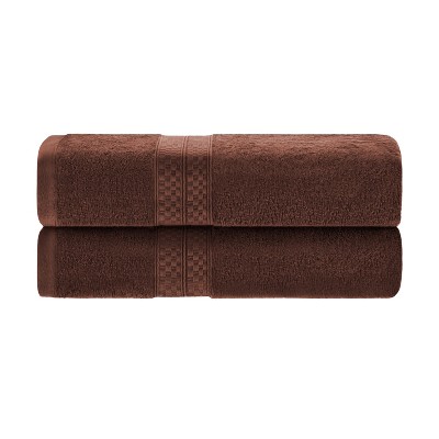 4 Piece Bath Towel Set, Rayon From Bamboo And Cotton, Plush And Thick,  Solid Terry Towels With Dobby Border, Cocoa - Blue Nile Mills : Target