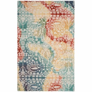 Mystique MYS926 Power Loomed Area Rug Blue / Rust 5' X 8' - Safavieh. - 1 of 4