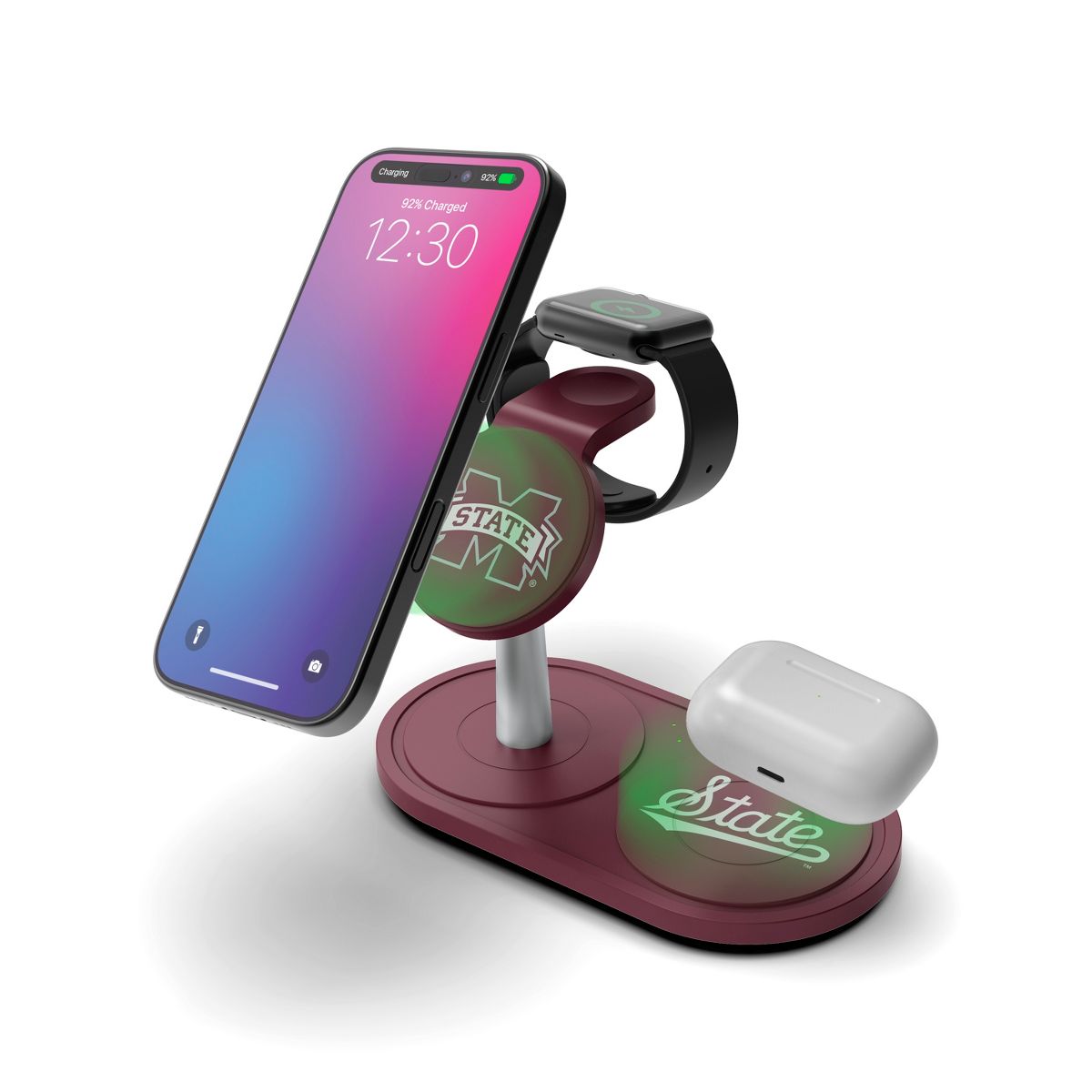 SOAR NCAA 3-in-1 Wireless Charging Station- Mississippi State Bulldogs - thumbnail 2