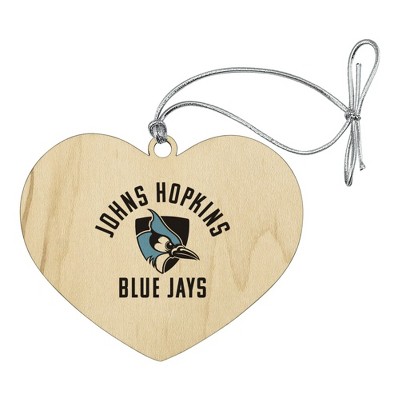 Johns Hopkins University Blue Jays Logo Heart Love Wood Christmas Tree Holiday Ornament