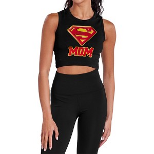 Women's Superman Super Mom Sleeveless Crop Top Tank - 1 of 4