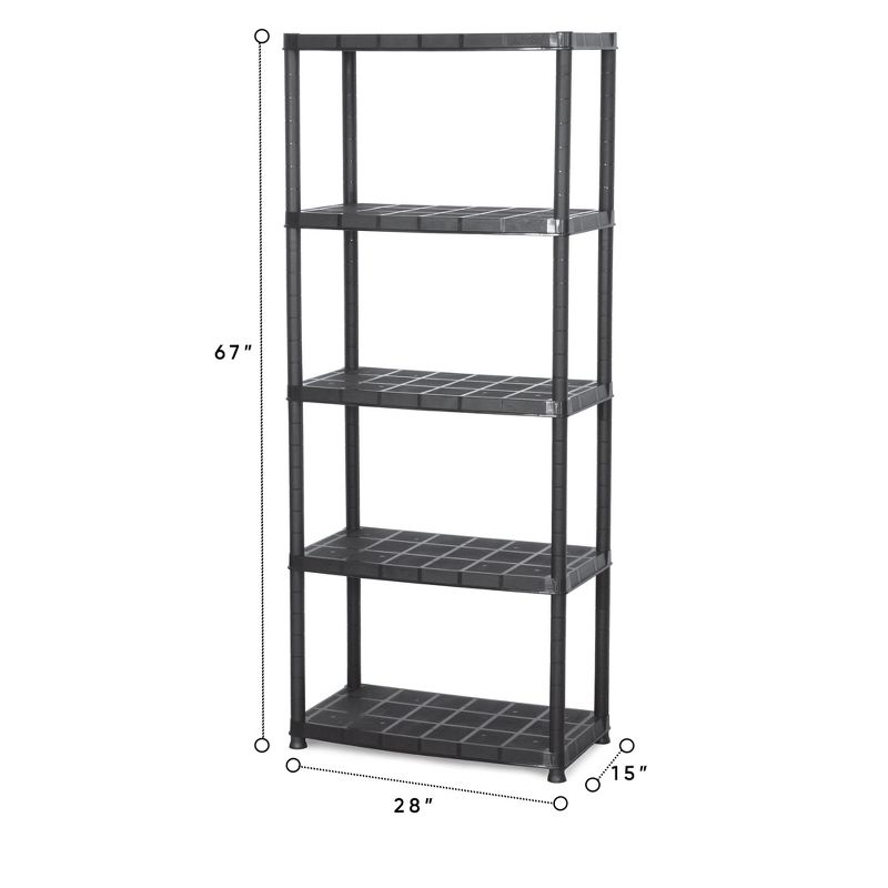 Ram Quality Products Extra Tiered Plastic Utility Storage Shelving Unit System for Garage, Shed, or Basement Organization, Black, 5 of 7