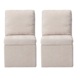 WestinTrends Soho Modern Upholstered Chenille Armless Dining Chairs With Casters (Set of 2) - 1 of 4