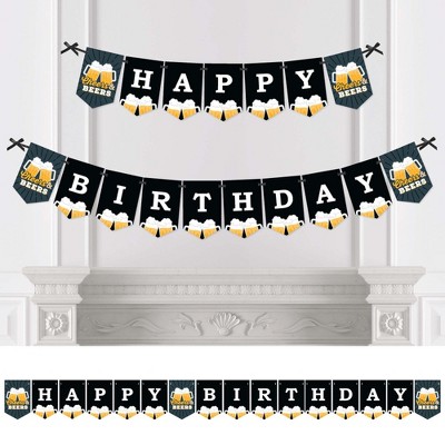 Big Dot of Happiness Cheers and Beers Happy Birthday - Birthday Party Bunting Banner - Birthday Party Decorations - Happy Birthday