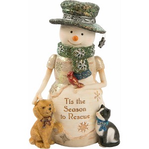 Pavilion Gift Company - Rescue - 5" Snowman with Puppy & Kitty - Decorative Objects - 1 of 4