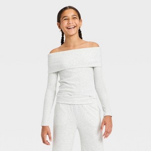 Girls' Off the Shoulder Long Sleeve Knit Top - art class™ - 1 of 3