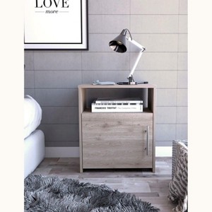 NicBex Nightstand with Drawers or Cabinets,1pc Side Table with Wood Frame,Bedside Table for Bedroom,Living Room,Gray/Brown - 1 of 4