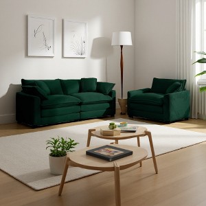 2-Piece Corduroy 1+2 Sofa Set with Flexible Combination - 1 of 4