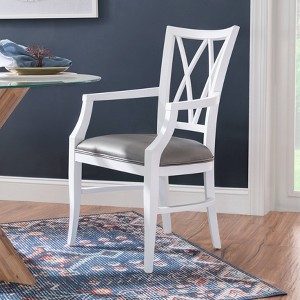 Aberle Arm Chair White - Linon: Beechwood Frame, Faux Leather, No Assembly Required - 1 of 4