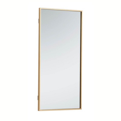 Elegant 18" Brass Rectangular Metal Frame Mirror