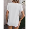 Coolmee Women's Summer Casual Blouse Fashion V-Neck Chain Striped Top Casual Short Sleeve Tops Loose Fit Jacquard Tops MWhite - 4 of 4