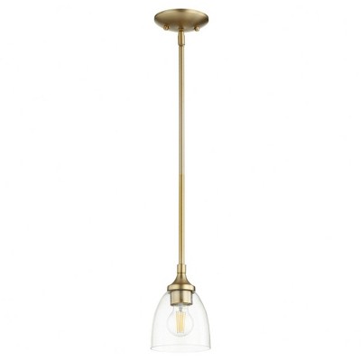 Quorum Lighting Enclave 1-Light Mini Pendant, Aged Brass, 5.5W, 7H, Stem Hanging, Dry Rated