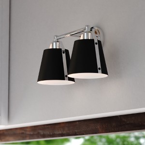 VAXCEL Barrington Black and Chrome Industrial Bathroom Vanity Fixture with Metal Shade - 1 of 4
