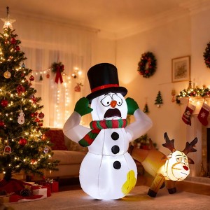 3.5FT Christmas Inflatable Decoration, Inflatable Snowman and Naughty Reindeer Blow Up Yard Decorations for Holiday Party Yard Lawn Garden - 1 of 4