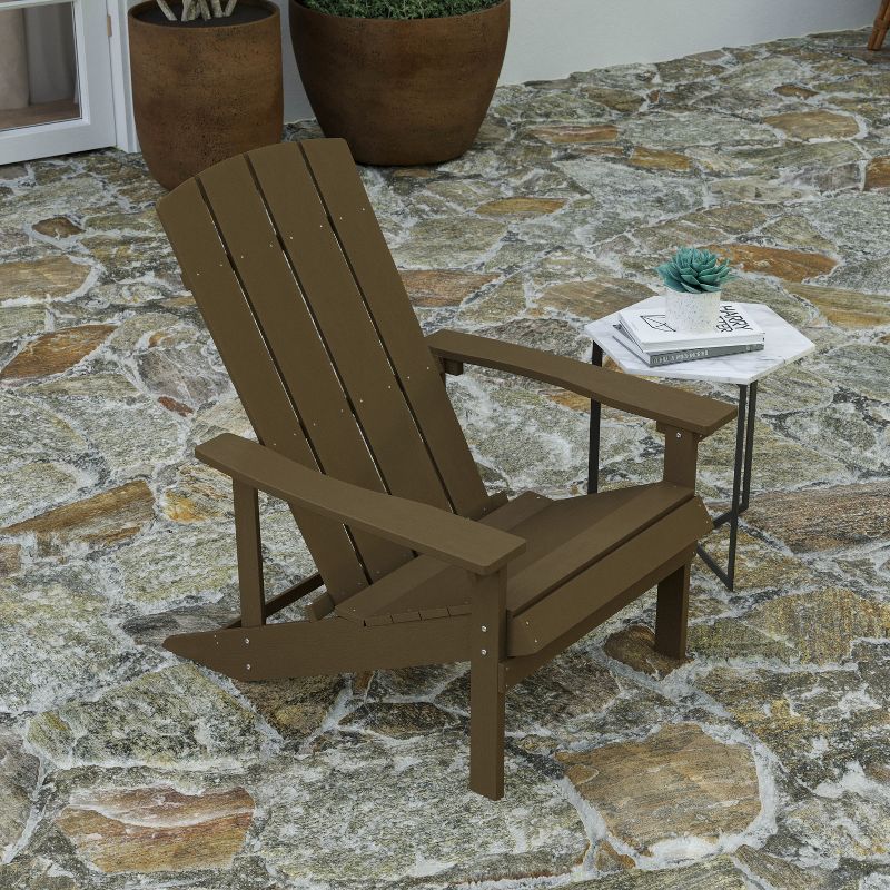 Merrick Lane Set of 4 All-Weather Poly Resin Wood Adirondack Chairs, 4 of 12