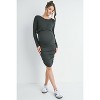 Hello Miz Women's Ribbed Long Sleeve Side Ruched Maternity Nursing Dres - 4 of 4