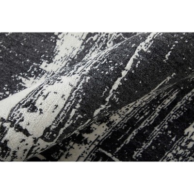 Handmade Black Abstract Wool and Viscose Area Rug