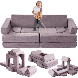 Dyonery Kids Sofa Couch,DIY Modular Kids Play Couch,Convertible Foam Playing Cushion Creative Playroom Floor Furniture for Baby 1-3 to Teen Play Set - 1 of 4