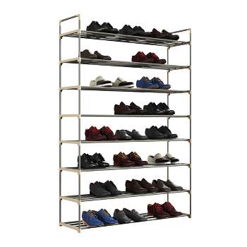 GREATSK 9 Tiers Shoe Rack 20-25 Pairs Sturdy Shoe Shelf with Side Hoo