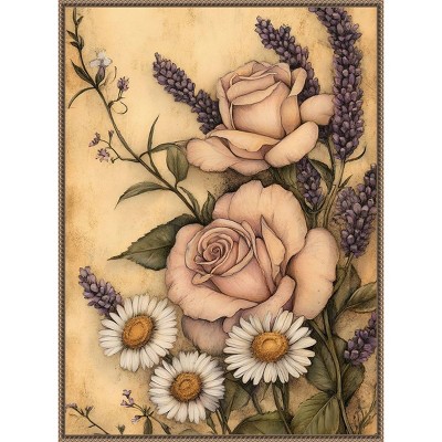 Amanti Art 28"x38" Floral Whimsy I by Tradelink Inhouse Artist Framed Canvas Wall Art