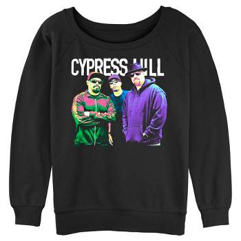 Junior's Women Cypress Hill Neon Portrait Logo Sweatshirt