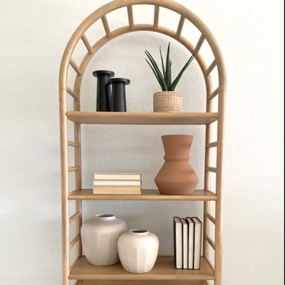 72" Holladay Curved Wooden Bookcase Natural - Threshold™ Designed With