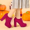 Allegra K Women's Platform Chunky Heel Lace Up Booties - 2 of 4