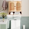 Tangkula Bathroom Wall Cabinet with Adjustable Shelves Open Cube 2 PE Rattan Doors for Over Toilet Wall Mounted Medicine Cabinet Natural - 3 of 4