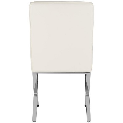 Walsh White Tufted Faux Leather Side Chair with Chrome Legs