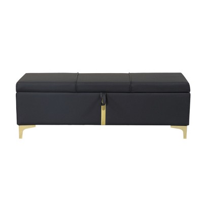 NicBex Storage Ottoman Bench for Bedroom,15.6 Inch Wide Modern Storage Bench with Metal Legs,Ottoman for Living Room,Bedroom,Entryway,Black