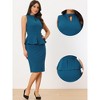 Allegra K Women's Mock Keyhole Neck Sleeveless Peplum Pencil Work Sheath Dress - 2 of 4