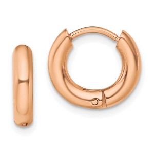 Chisel Stainless Steel Polished Rose IP-plated 3mm Hinged Hoop Earrings - 1 of 4