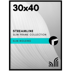 Americanflat 30x40 Poster Frame with Polished Plexiglass, Streamline Collection, Thin Border Picture Frame for Wall Display, , Black - 1 of 4
