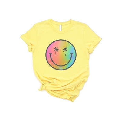 Simply Sage Market Women's Tie Dye Smiley Short Sleeve Graphic Tee - XS - Yellow
