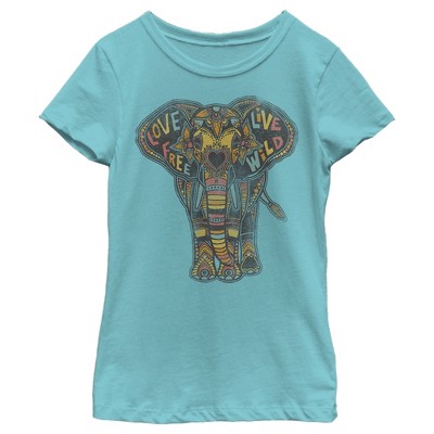 Girl's Lost Gods Elephant Love Free Live Wild T-shirt : Target