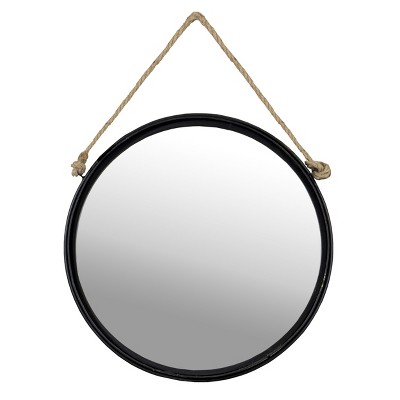 VIP Metal 19 in. Black Round Hanging Mirror