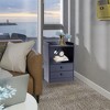 FurnitureR LED Nightstand with USB Ports & Power Outlets, Bedside End Table with 2 Drawers and Storage Shelf for Bedroom, Black, Set of 1 - 4 of 4