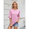 BLUEMING Blouses for Women Dressy Round Neck Casual Ruffled 3/4 Length Sleeve Womens T-Shirts with Smocked Cuffs - 3 of 4