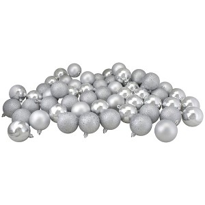 Northlight 96ct Shatterproof 4-Finish Christmas Ball Ornament Set 1.5" - Silver - 1 of 4