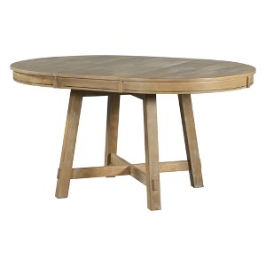 Dexmalle Farmhouse Round Extendable Dining Table with 16" Leaf Wood - 1 of 4