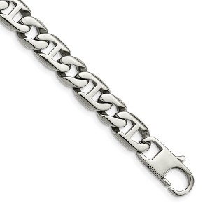Black Bow Jewelry Men's 9mm Stainless Steel Oval and Anchor Chain Bracelet, 8.25 Inch - 1 of 4