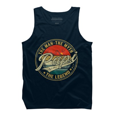 Men's Design By Humans Vintage Sunset Papi, The Man, Myth, Legend By COVI Tank Top